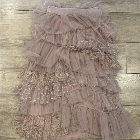 NWT Anthropologie Ruffled Tulle Midi Skirt in Pink - Picture 2 of 5